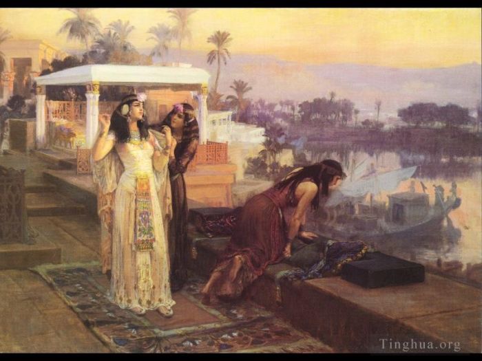 Frederick Arthur Bridgman Oil Painting - Cleopatra on the terraces of Philae 1896