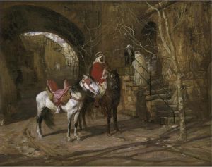 Artist Frederick Arthur Bridgman's Work - HORSEMAN IN A COURTYARD