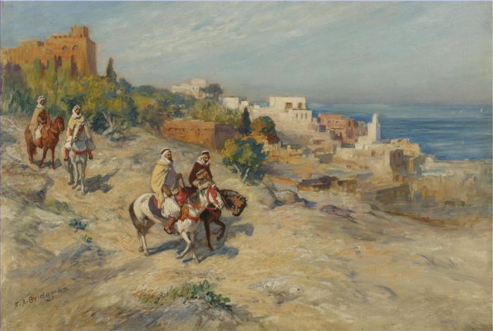 Frederick Arthur Bridgman Oil Painting - HORSEMEN IN ALGIERS
