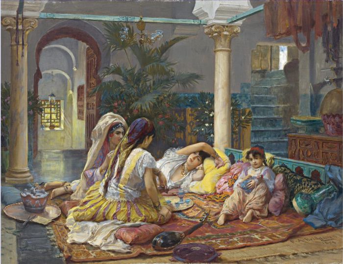 Frederick Arthur Bridgman Oil Painting - IN THE HAREM