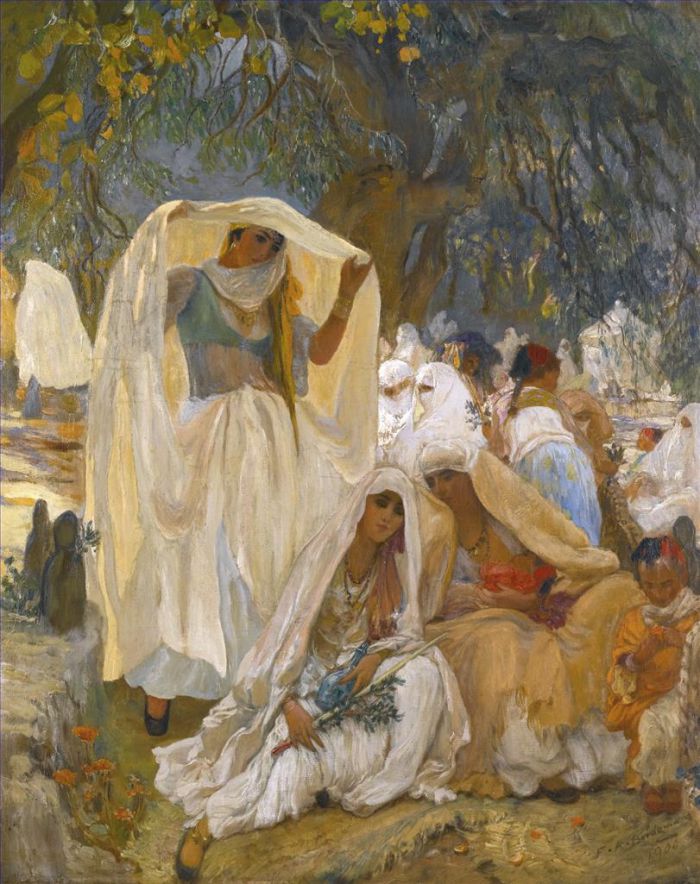 Frederick Arthur Bridgman Oil Painting - LE JOUR DU PROPHETE A BLIDAH EN ALGERIE