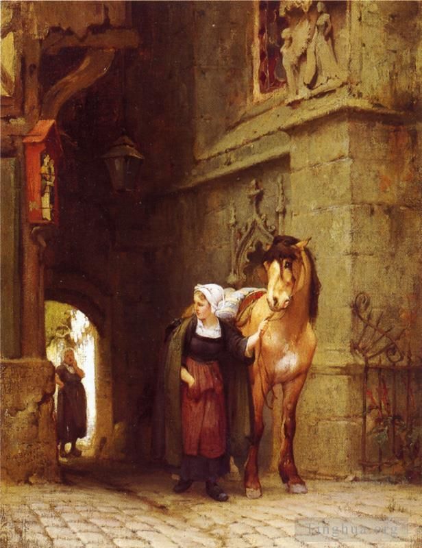 Frederick Arthur Bridgman Oil Painting - Leading the Horse from Stable