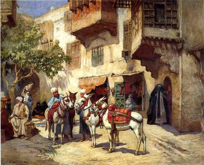 Frederick Arthur Bridgman Oil Painting - THE MARKET SQUARE (MARKETPLACE IN NORTH AFRICA)