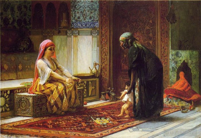 Frederick Arthur Bridgman Oil Painting - Mother and Child