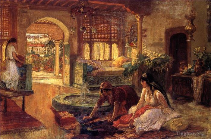 Frederick Arthur Bridgman Oil Painting - Orientalist Interior