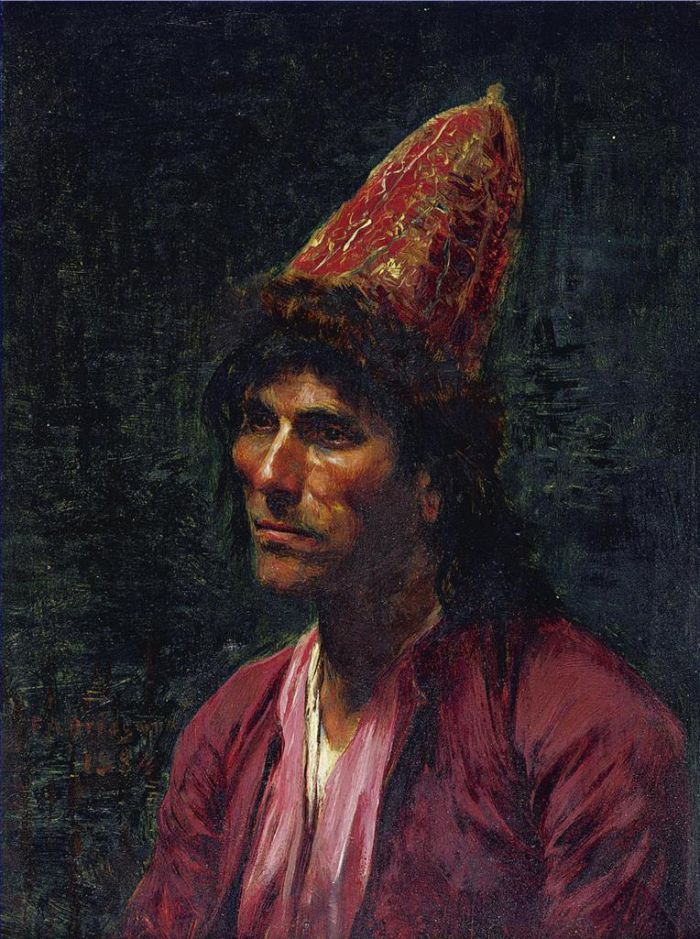 Frederick Arthur Bridgman Oil Painting - PORTRAIT OF A MAN