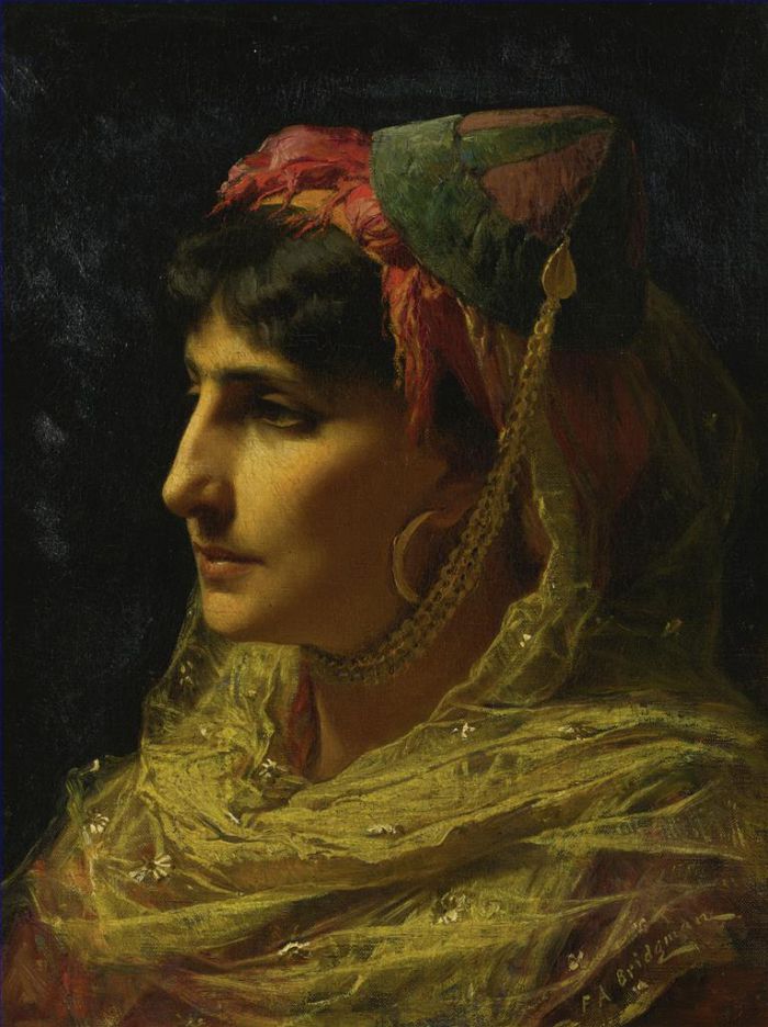 Frederick Arthur Bridgman Oil Painting - PORTRAIT OF A WOMAN