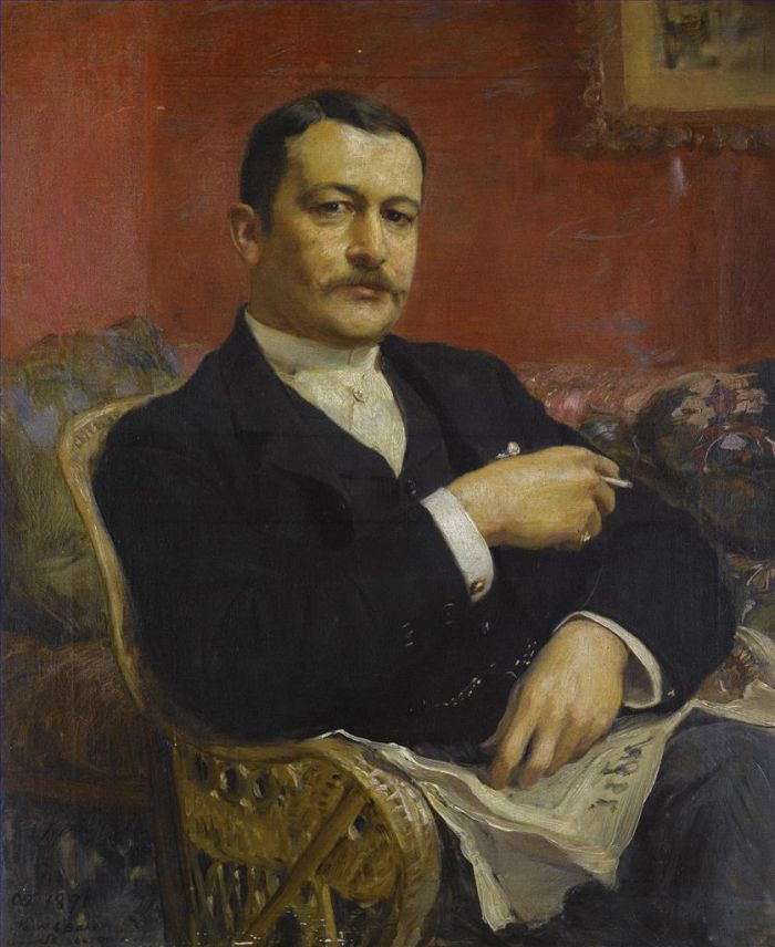 Frederick Arthur Bridgman Oil Painting - PORTRAIT OF WALTER SIDNEY BAKER