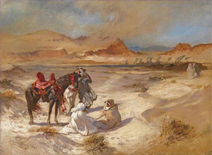 Frederick Arthur Bridgman Oil Painting - SIROCCO OVER THE DESERT