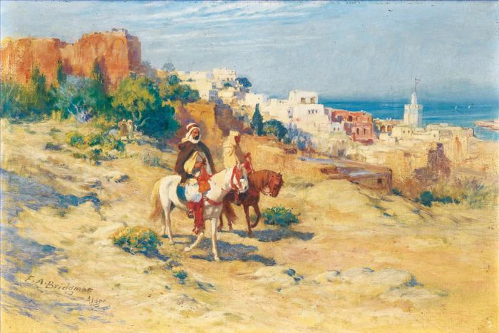 Frederick Arthur Bridgman Oil Painting - TWO HORSEMEN IN ALGIERS