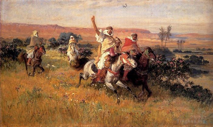 Frederick Arthur Bridgman Oil Painting - The Falcon Hunt