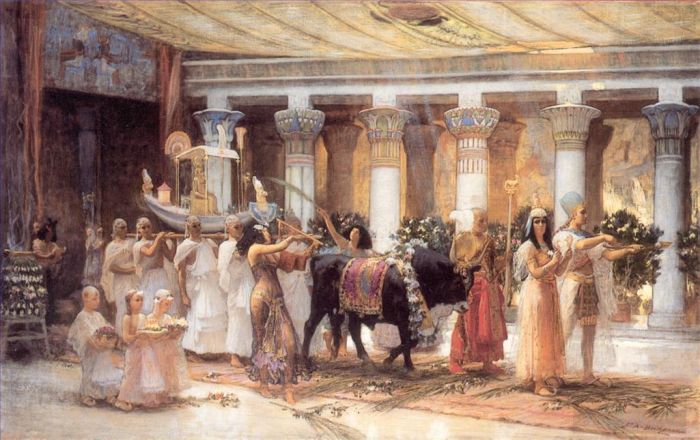 Frederick Arthur Bridgman Oil Painting - The Procession of the Sacred Bull Anubis