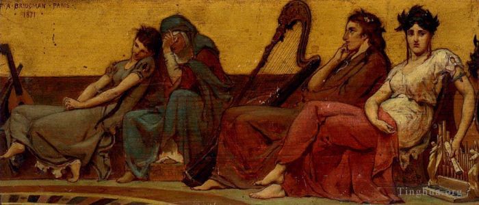 Frederick Arthur Bridgman Various Paintings - Design For The Decoration Of An Aeolian Harp
