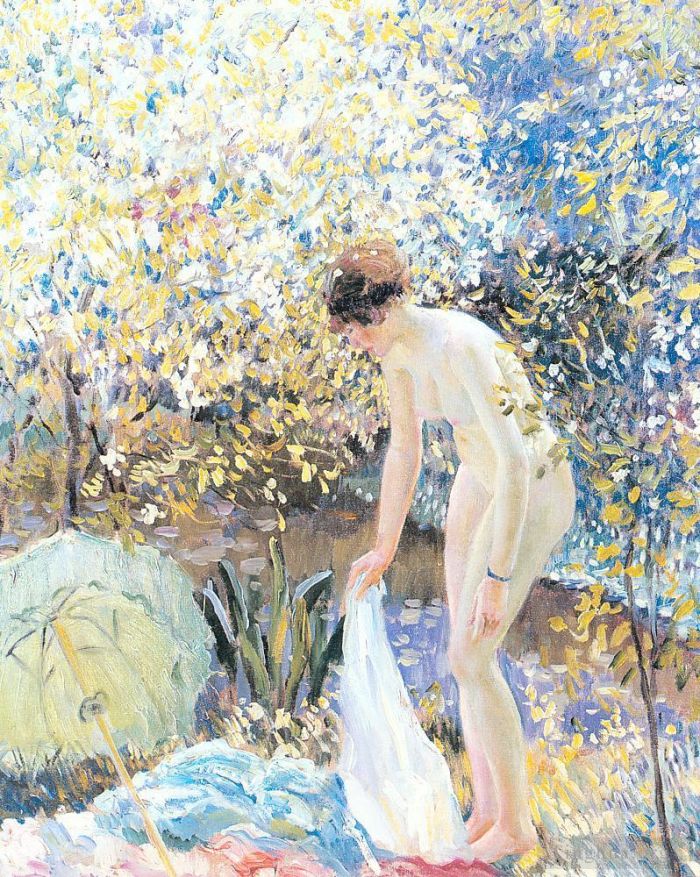 Frederick Carl Frieseke Oil Painting - Cherry Blossoms