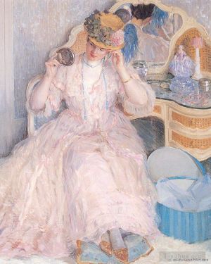 Artist Frederick Carl Frieseke's Work - Lady Trying On a Hat