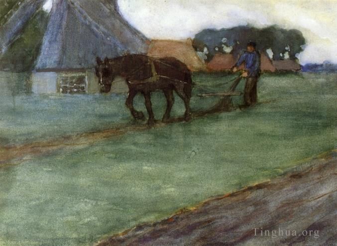 Frederick Carl Frieseke Oil Painting - Man Plowing