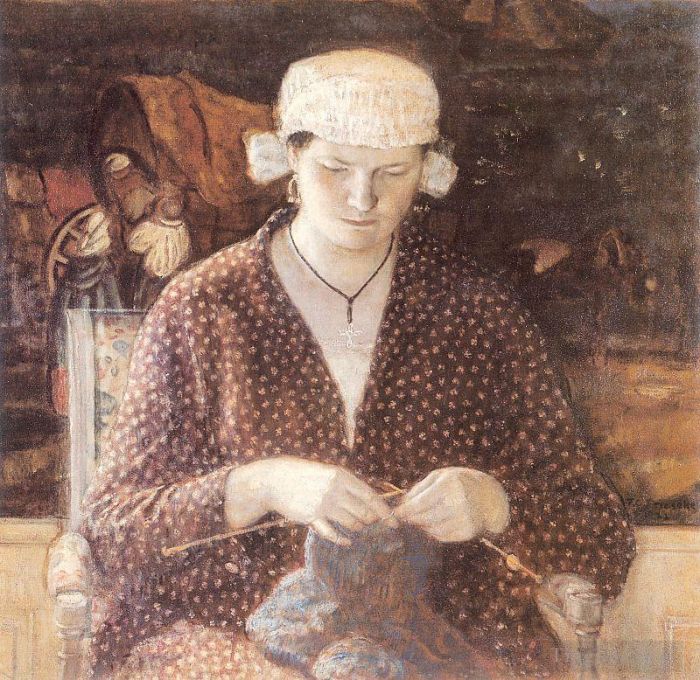 Frederick Carl Frieseke Oil Painting - Normandy Girl