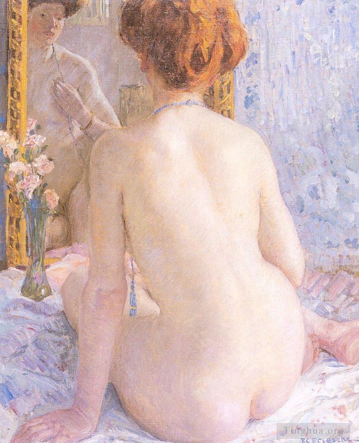 Frederick Carl Frieseke Oil Painting - Reflections Marcelle Impressionist nude Frederick Carl Frieseke