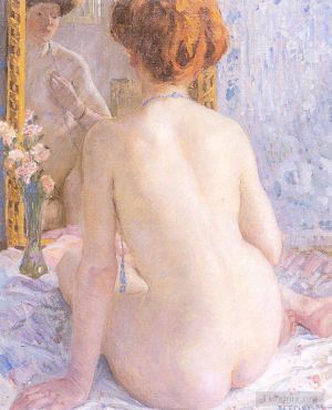 Artist Frederick Carl Frieseke's Work - Reflections Marcelle Impressionist nude Frederick Carl Frieseke