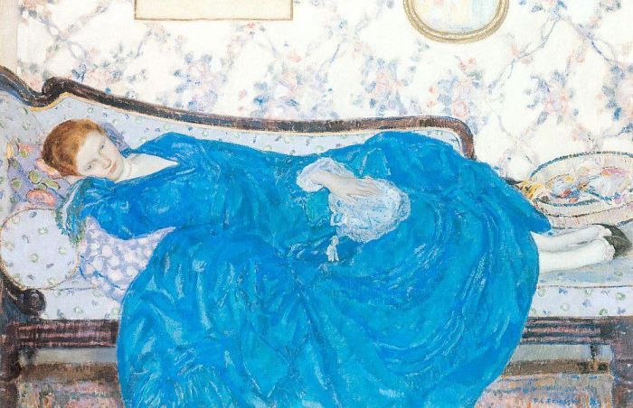 Frederick Carl Frieseke Oil Painting - The Blue Gown