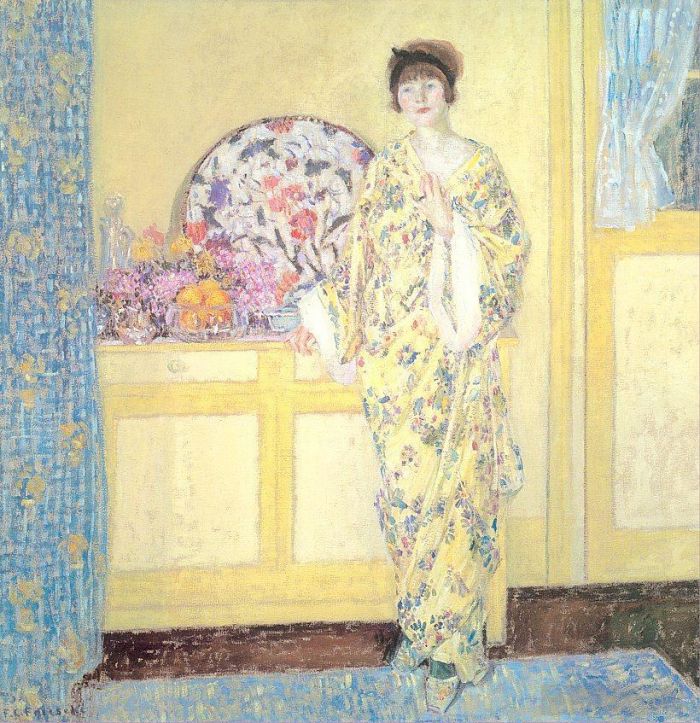 Frederick Carl Frieseke Oil Painting - The Yellow Room