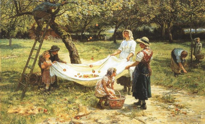 Frederick Morgan Oil Painting - An Apple gathering