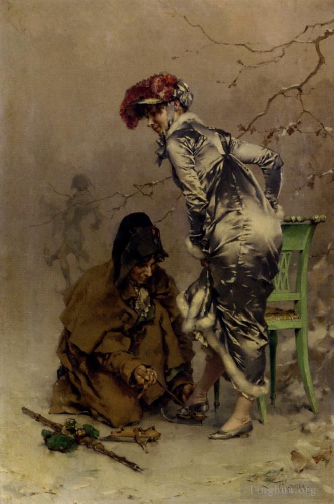 Frederik Hendrik Kaemmerer Oil Painting - A Winter Escapade