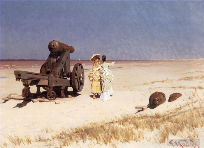 Frederik Hendrik Kaemmerer Oil Painting - At the Seashore