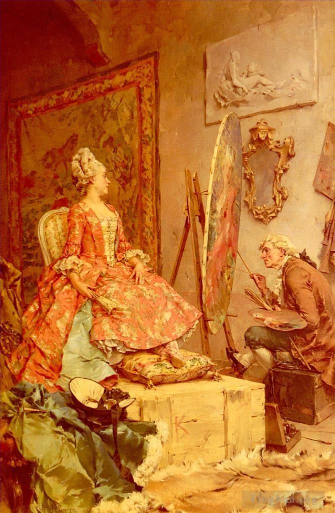 Frederik Hendrik Kaemmerer Oil Painting - Sitting For Her Portrait