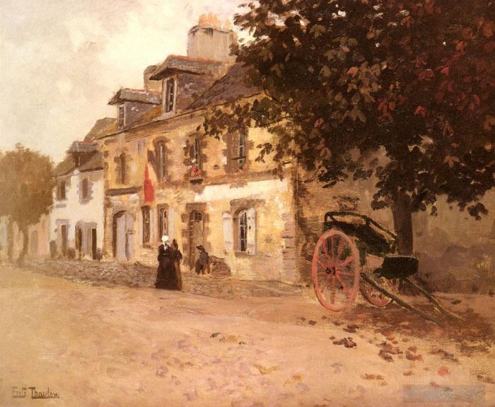 Frits Thaulow Oil Painting - A Village Street In France