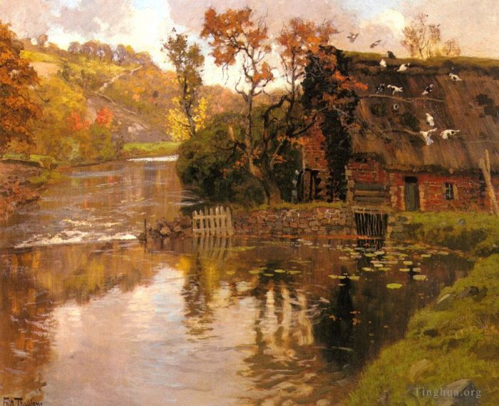 Frits Thaulow Oil Painting - Cottage By A Stream