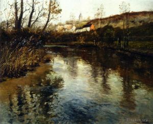 Artist Frits Thaulow's Work - Elvelandskap River Landscape