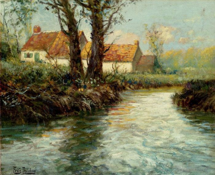 Frits Thaulow Oil Painting - House By The