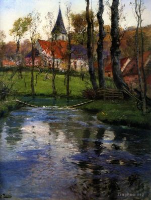 Artist Frits Thaulow's Work - The Old Church by the River