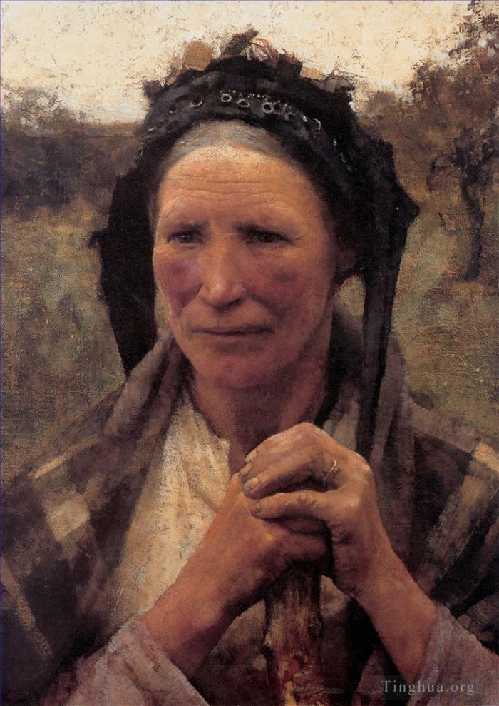 George Clausen Oil Painting - Head of a Peasant Woman