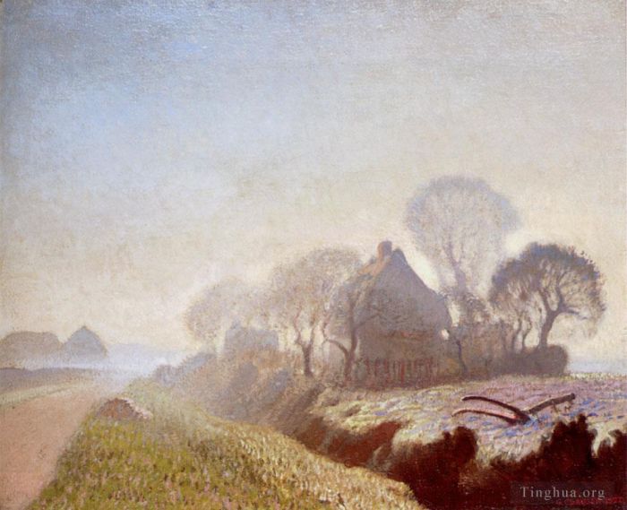 George Clausen Oil Painting - Morning In November 