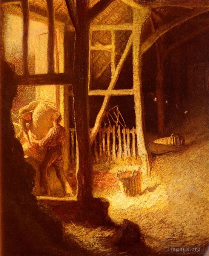 George Clausen Oil Painting - The Barn Door
