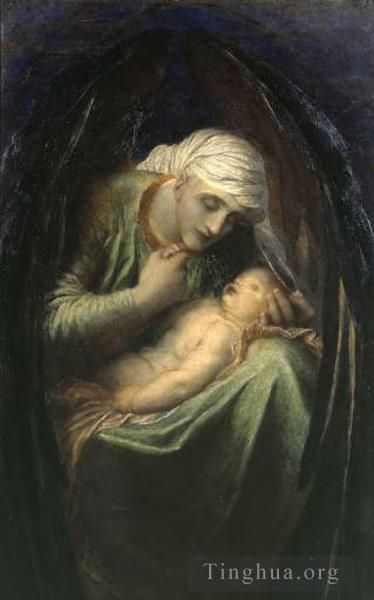 George Frederic Watts Oil Painting - Death Crowning Innocence