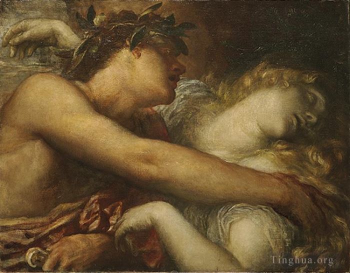 George Frederic Watts Oil Painting - Orpheus and Eurydice 1872