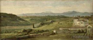 Artist George Frederic Watts's Work - Panoramic Landscape with a Farmhouse