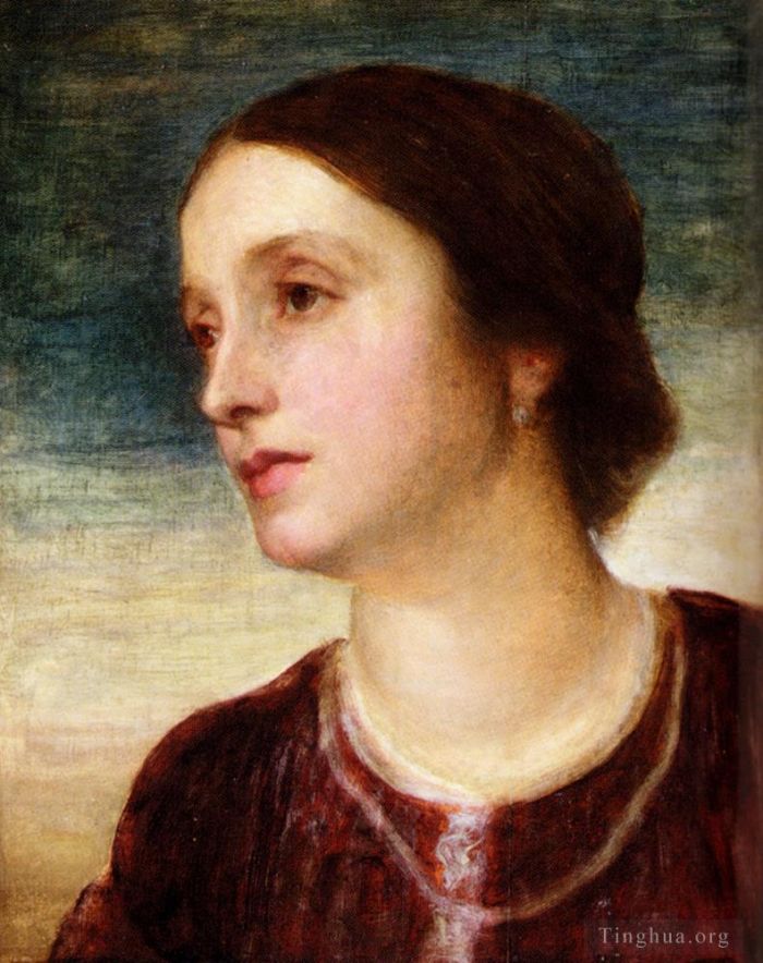 George Frederic Watts Oil Painting - Portrait Of The Countess Somers