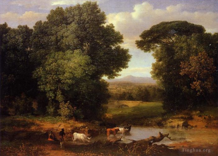 George Inness Oil Painting - A Bit of Roman Aqueduct