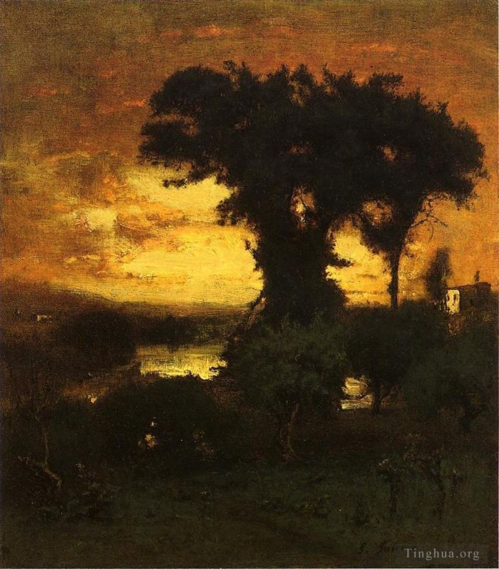 George Inness Oil Painting - Afterglow