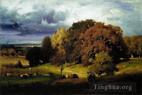 George Inness Oil Painting - Autumn Oaks