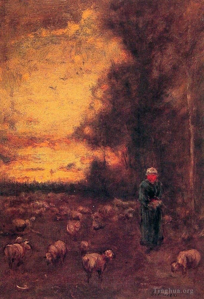George Inness Oil Painting - End of Day Montclair