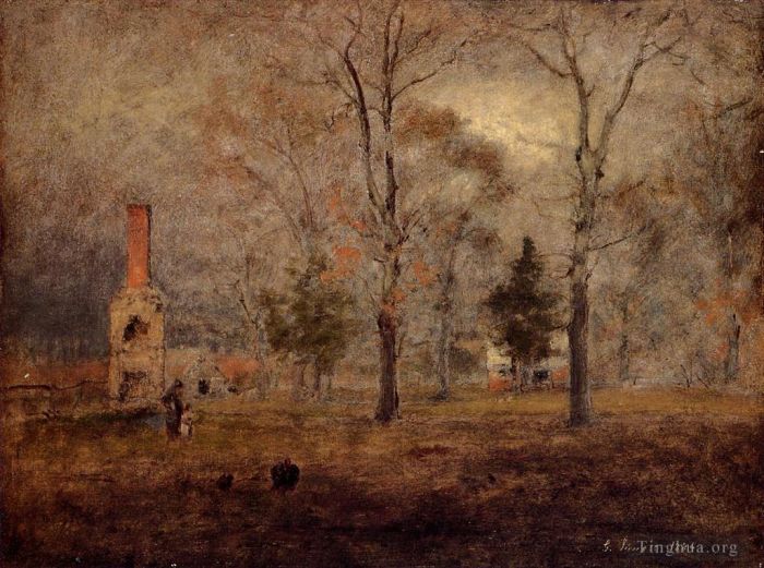 George Inness Oil Painting - Gray Day Goochland Virgnia