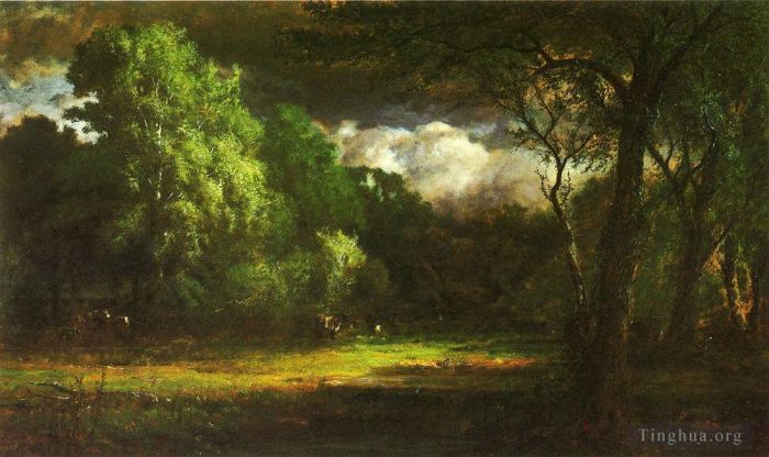 George Inness Oil Painting - Medfield Massachusetts