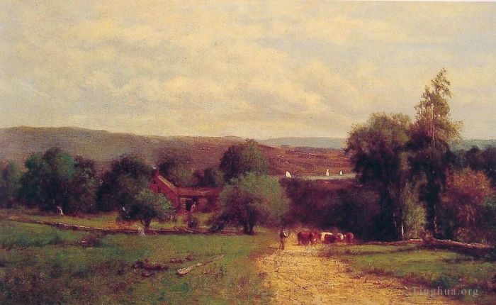 George Inness Oil Painting - Spring