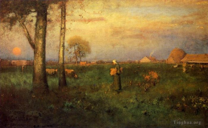 George Inness Oil Painting - Sundown