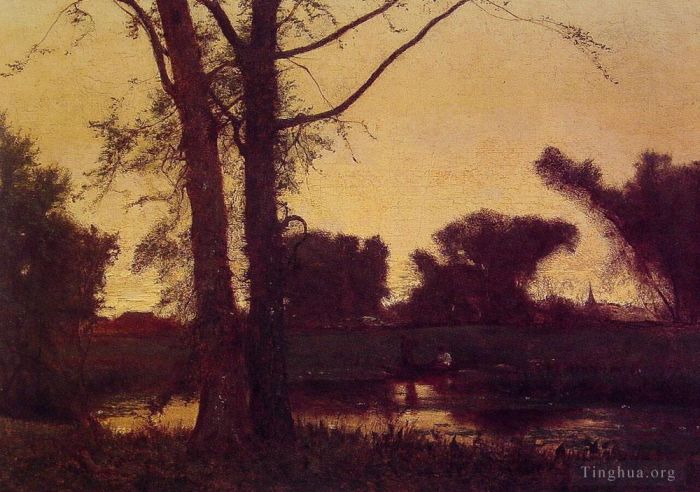 George Inness Oil Painting - Sunset2